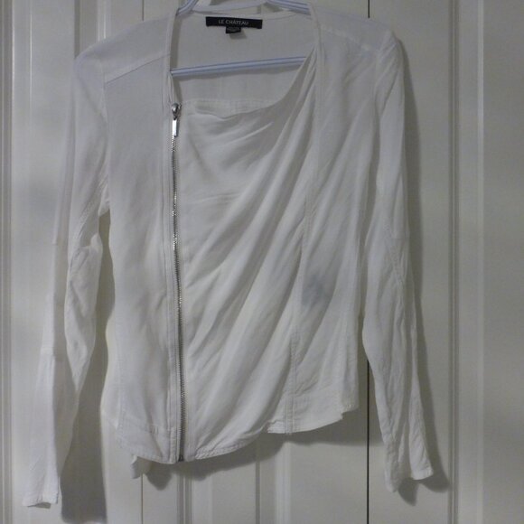 LE CHATEAU white moto style long sleeve top - Picture 2 of 10